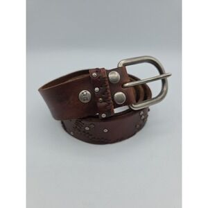Bed Stu Brown Leather Belt with Silver Buckle